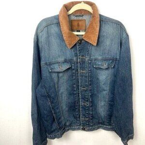 Roundtree & Yorke Jean Jacket Corduroy Collar Size L Vintage Denim Rugged